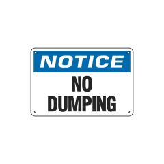 Sign "No Dumping" Aluminum 12" x 18"